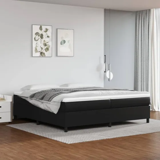 Boxspring sengeramme 200x200 cm i sort kunstlæder