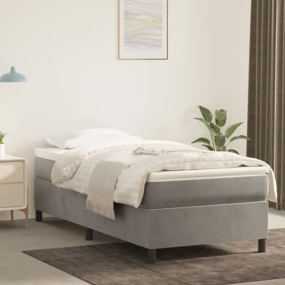 Boxspring sengeramme 80x200 cm – Lysegrå fløjl