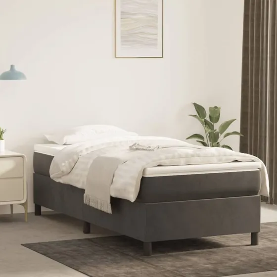 Boxspring sengeramme 90x200 cm fløjl mørkegrå