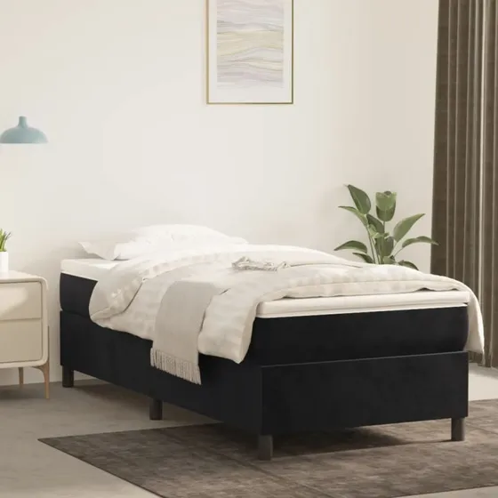 Boxspring sengeramme 90x200 cm fløjl - sort