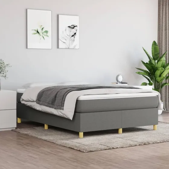 Boxspring sengeramme 140x200 cm stof mørkegrå – uden madras