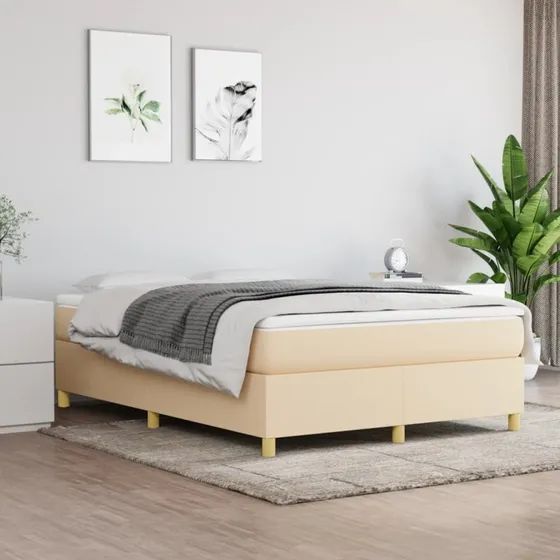 Boxspring sengeramme 140x200 cm stof creme