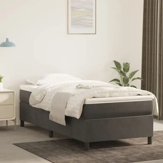 Boxspring sengeramme 100x200 mørkegrå fløjl