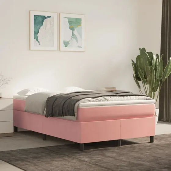 Boxspring sengeramme 120x200 cm fløjl - pink