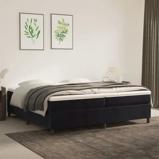 Boxspring sengeramme 200x200 cm - Sort fløjl