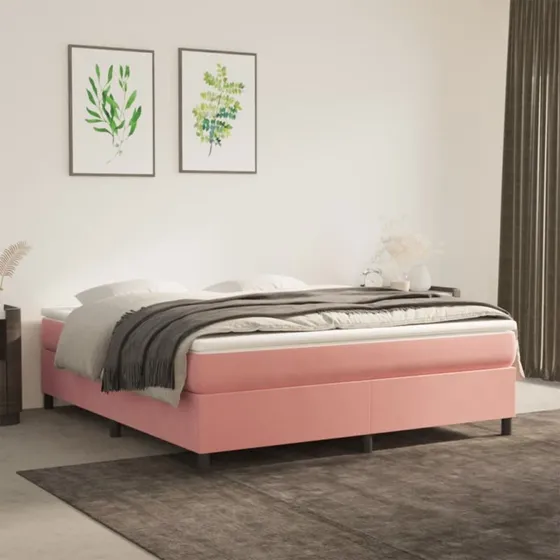 Boxspring sengeramme 180x200 cm fløjl - Pink