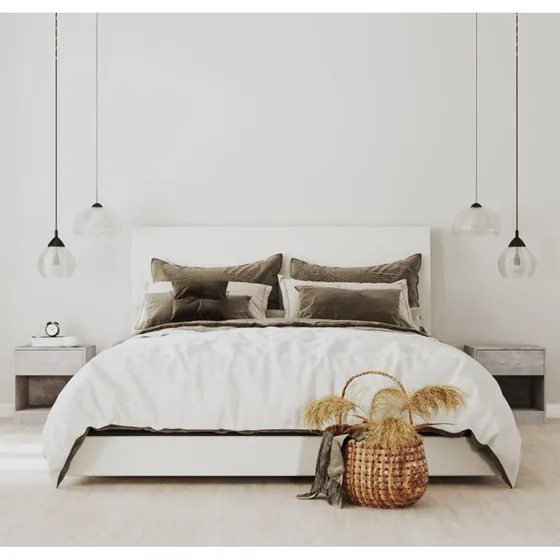 Sengeborde 2 stk. med skuffe i betongrå