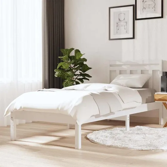 Sengeramme 100x200 cm i massivt fyrretræ - hvid