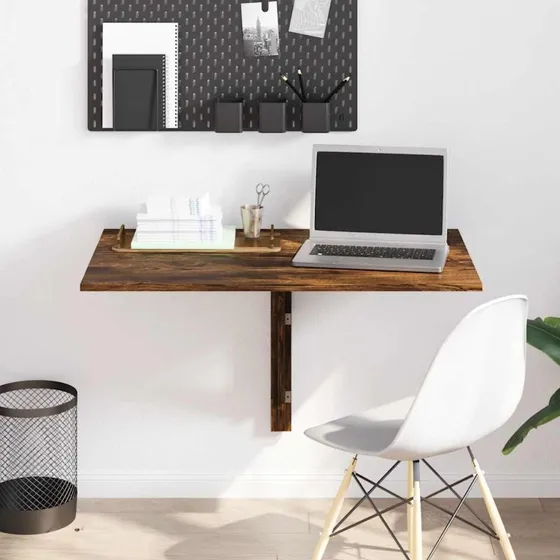 Væghængt klapbord 100x60 cm - røget egetræ