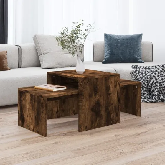Sofaborde 3 dele 100x48x40 cm – røget egetræ