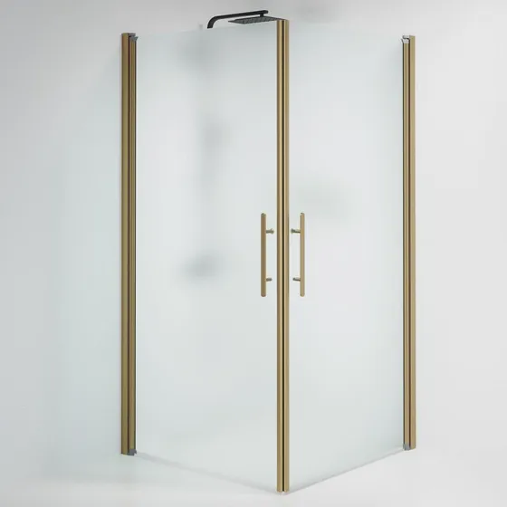 Vänern Brusehjørne 6 mm frostet glas med bronze profil