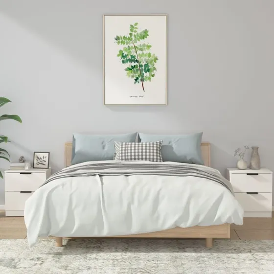 Sengeborde 2 stk. i hvidt konstrueret træ