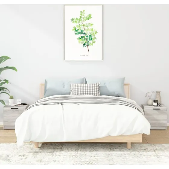 Sengeborde 2 stk. 40x39x40 cm - Grå Sonoma-eg