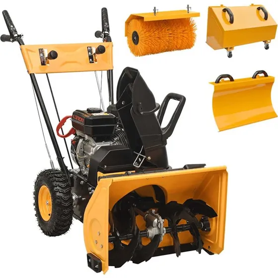 Benzindrevet 4-i-1 sneslynge og fejemaskine 6,5 hk