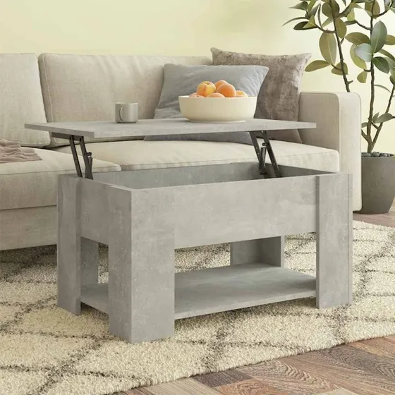 Sofabord med løftetop 79x49x41 cm – konstrueret træ, betongrå