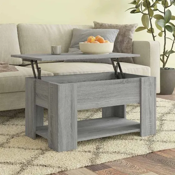 Sofabord med løftetop 79x49x41 cm - Grå Sonoma-eg