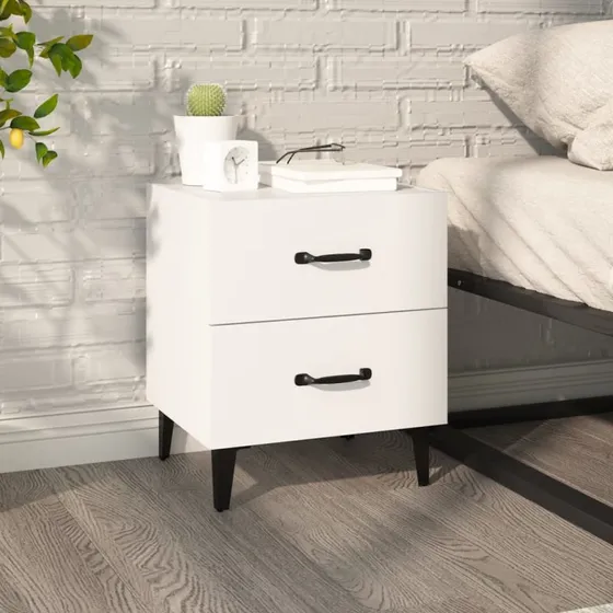 Hvidt sengebord 40x35x47,5 cm – industrielt design