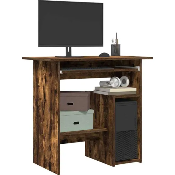 Skrivebord 80x45x74 cm konstrueret træ – røget egetræ