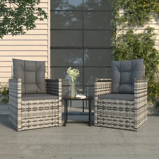 vidaXL Udendørs loungesæt 3 dele i grå polyrattan