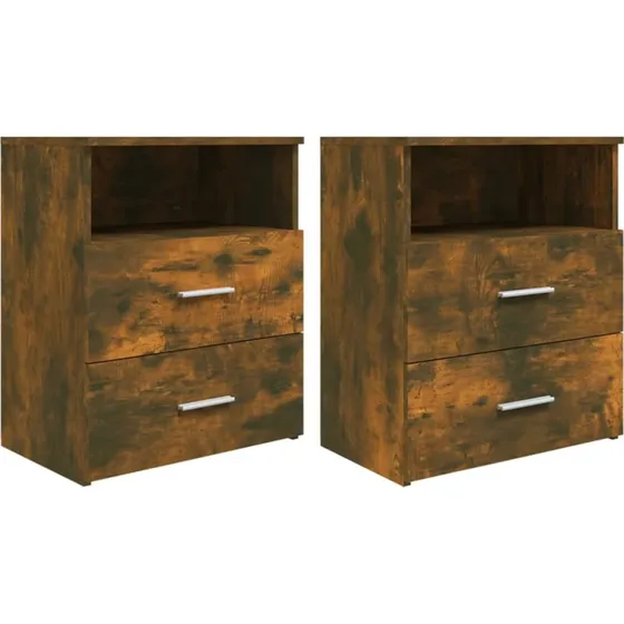 Sengeborde 2 stk. 50x32x60 cm – røget egetræsfinish