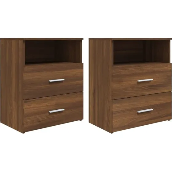 Sengeborde 2 stk. 50x32x60 cm – Brun egetræsfarve