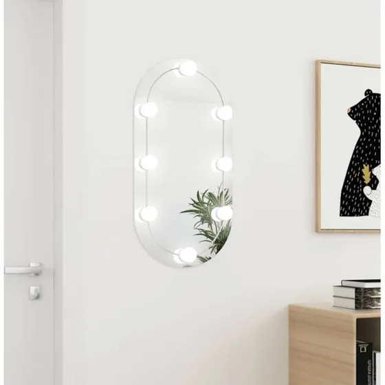 Oval LED-spejl 80x40 cm med USB og regulerbar lys