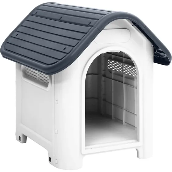 Hundehus i grå polypropylen 59×75×66 cm