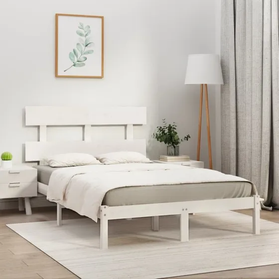 Sengestel 180x200 cm Super King i massivt fyrretræ - hvid