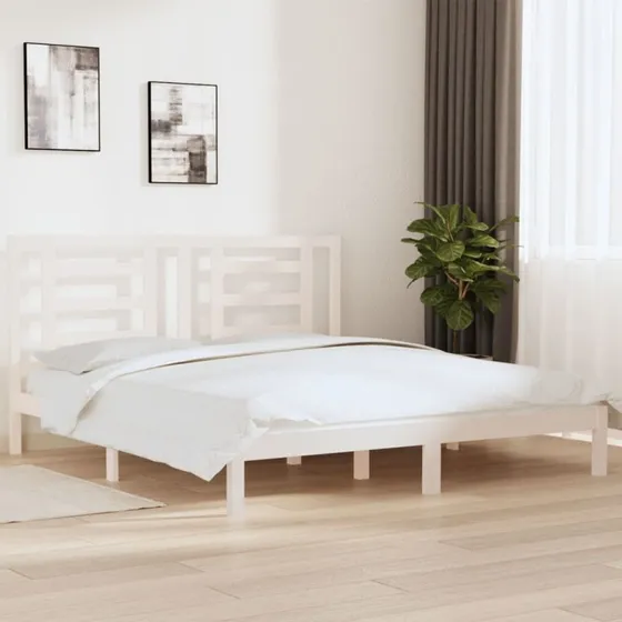 Sengestel 180x200 cm Super King i massivt fyrretræ, hvid