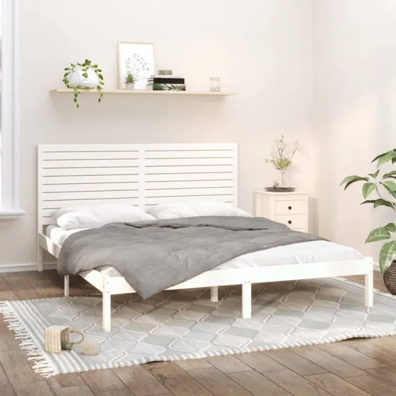 Sengestel 180x200 cm Super King i massivt fyrretræ, hvid