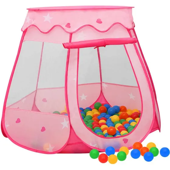 Legetelt til børn med 250 bolde – Lyserød 102x102x82 cm