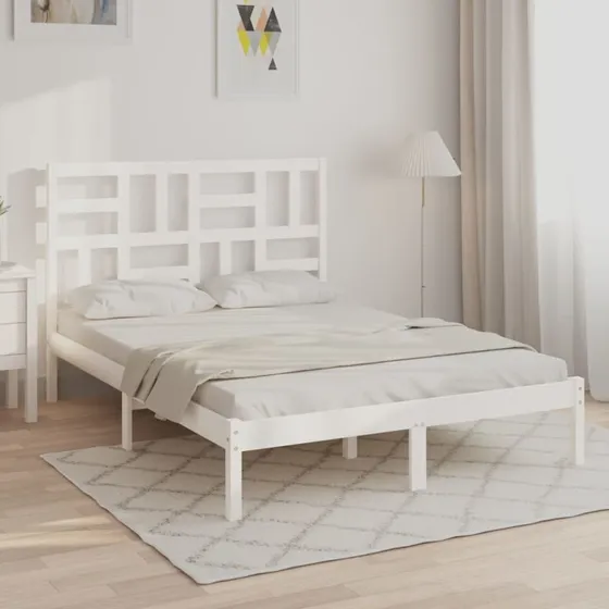 Sengeramme 150x200 cm King Size i massivt fyrretræ, hvid
