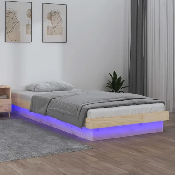 Sengeramme i massivt fyrretræ med LED 100x200 cm