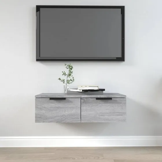 Vgskab 68x30x20 cm i konstrueret tr - Gr Sonoma-eg