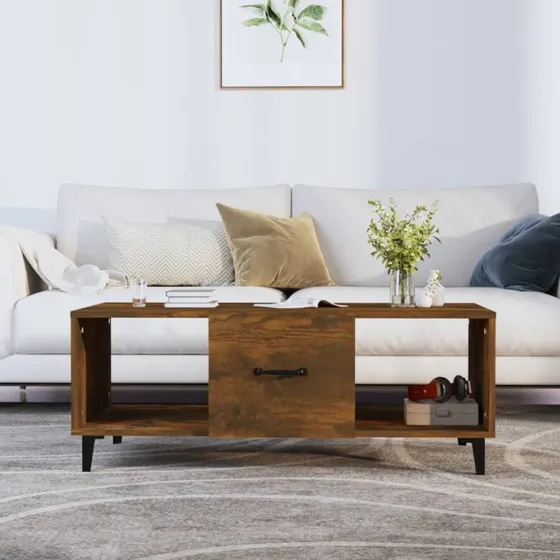 Sofabord 102x50x40 cm - røget egetræ (konstrueret træ)