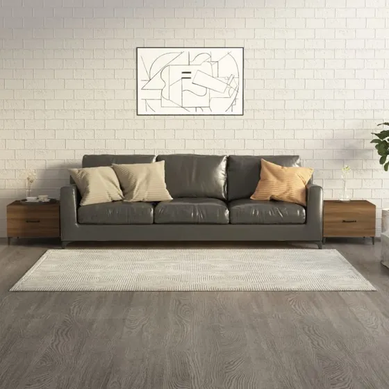 Sofaborde 2 stk. 50x50x40 cm – Brun egetræsfarve, metalben