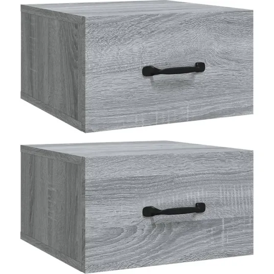 Vghngte sengeborde 2 stk. 35x35x20 cm - Gr Sonoma-eg