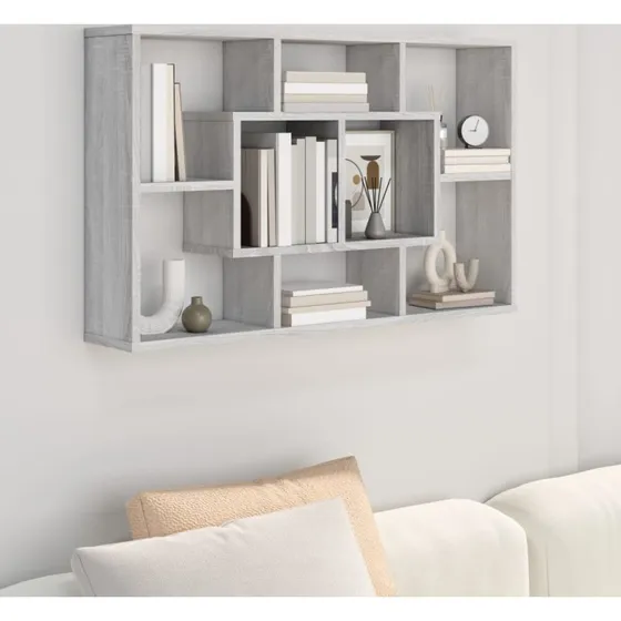 Væghylde 85x16x52,5 cm i konstrueret træ - Grå Sonoma-eg