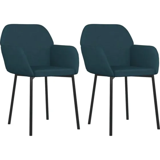 Spisebordsstole 2 stk. fløjl blå - drejbare med armlæn