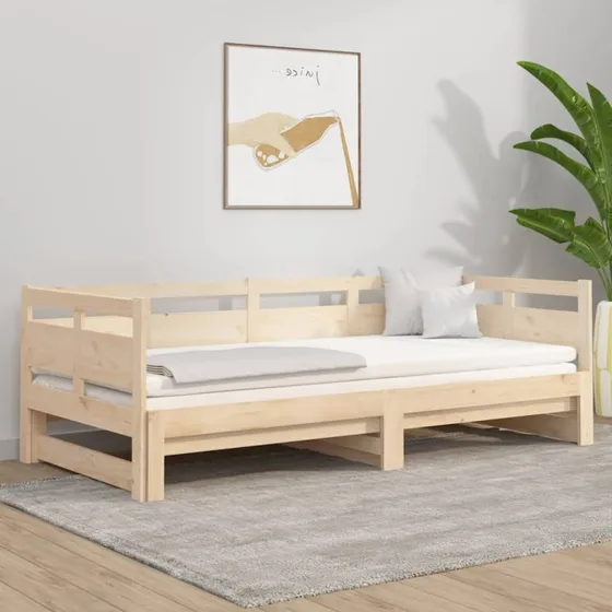 Daybed med udtræk i massivt fyrretræ 2x90x190 cm