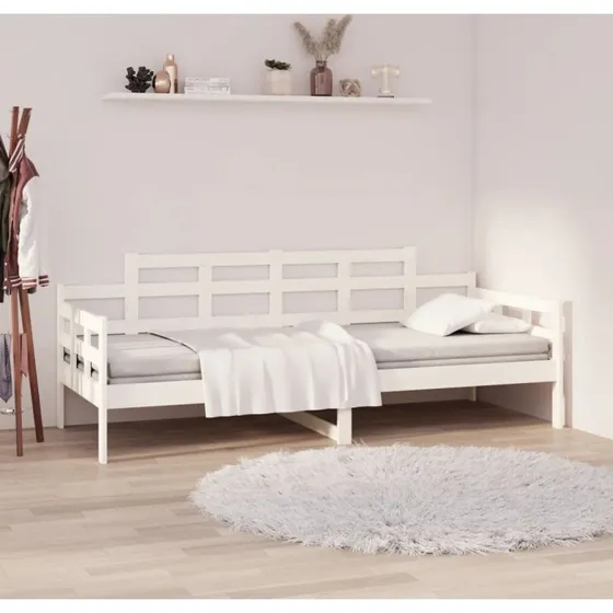 Daybed 90x200 cm i massivt fyrretr, hvid