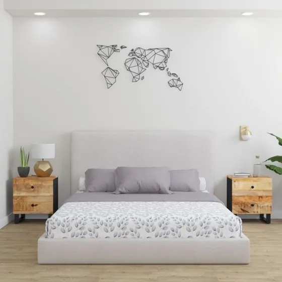 Sengeborde i massivt mangotræ 2 stk. 40x33x46 cm