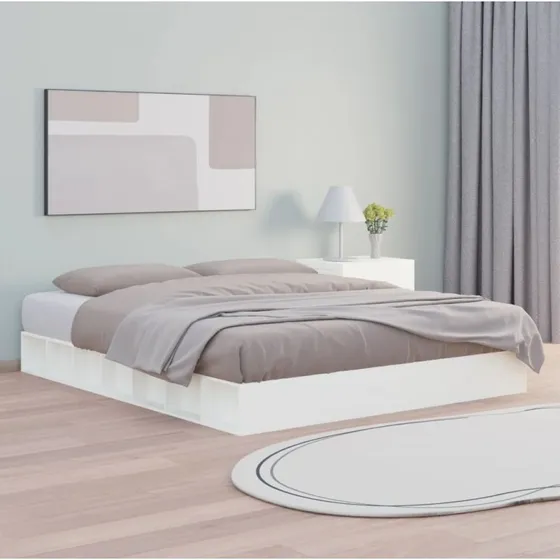 Sengeramme 180x200 cm Super King i massivt fyrretræ, hvid