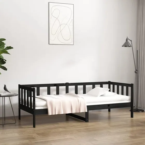 Daybed 80x200 cm i massivt fyrretræ – sort
