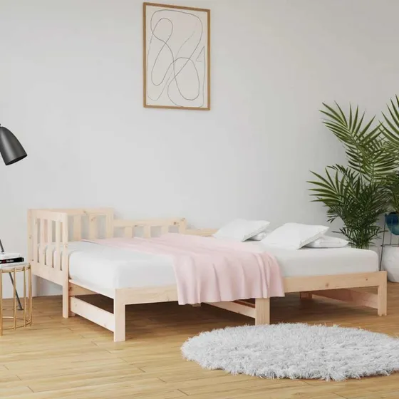 Daybed med udtræk i massivt fyrretræ 2x90x200 cm