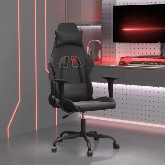 Gamingstol i kunstlæder med massagefunktion, sort