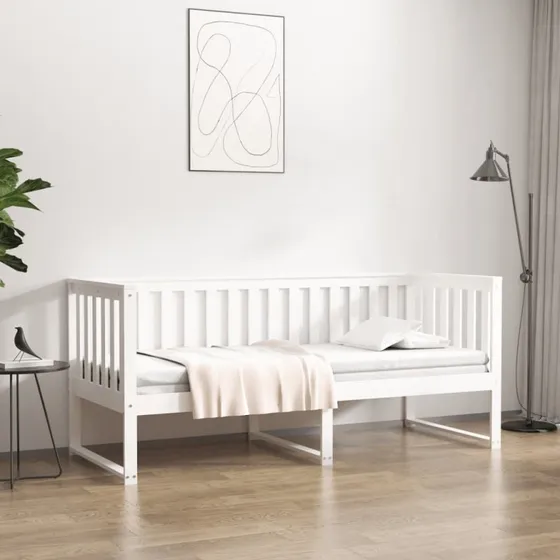 Daybed med reol 75x190 cm i massivt fyrretræ, hvid