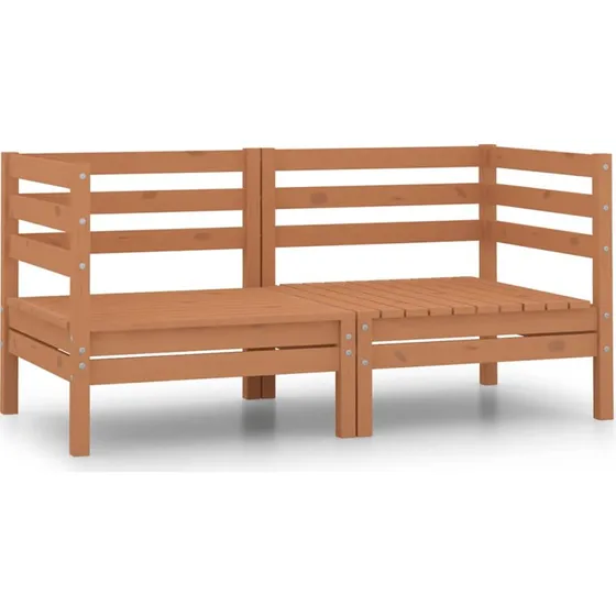 Hjørnedele til havesofa 2 stk. i massivt fyrretræ, gyldenbrun