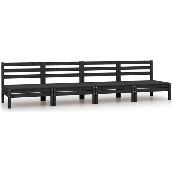 Midterdele til havesofa 4 stk. i massivt fyrretræ, sort