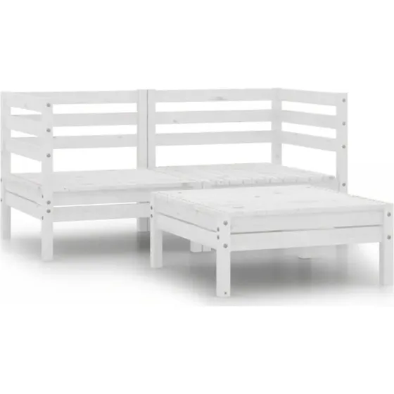 Loungesæt til haven 3 dele i massivt fyrretræ - hvid